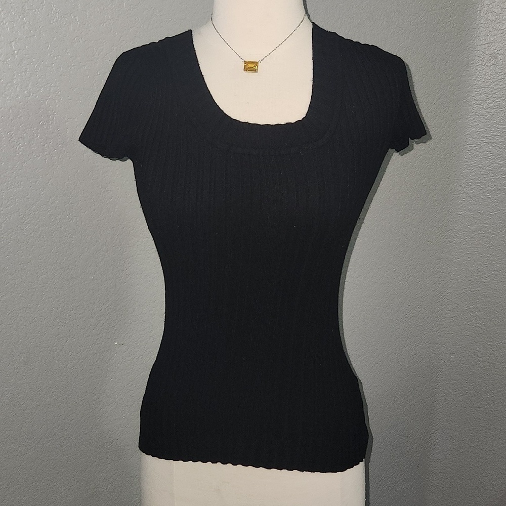 Papaya Black Ribbed Top Y2K Vintage size Small